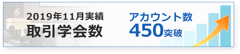 2019年11月実績取引学会数 アカウント数450突破